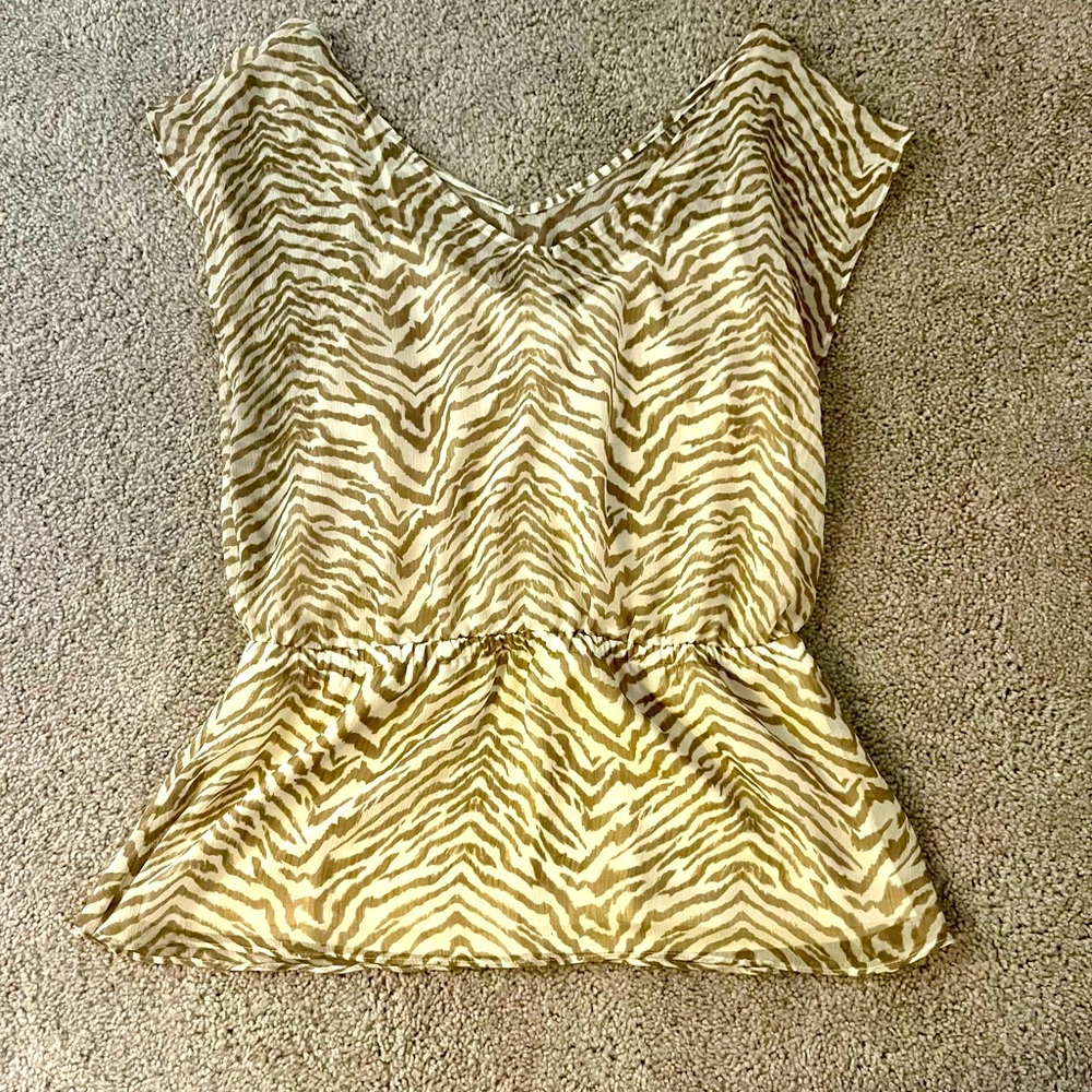 Express Sheer Zebra Print Top Size M